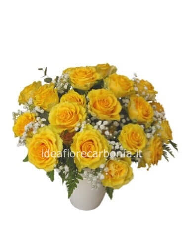 Bouquet con 5 rose gialle grandi