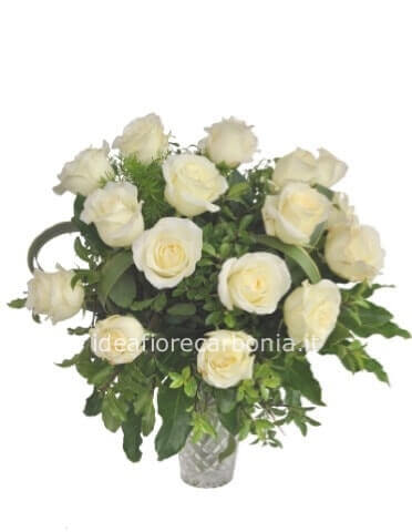 Bouquet con 9 roselline bianche