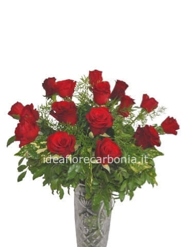 Bouquet con 5 rose rosse grandi